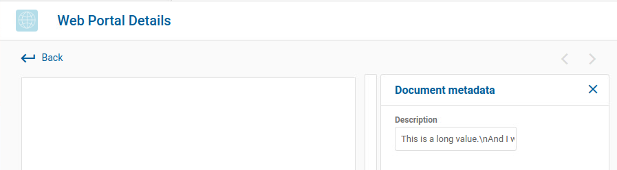 Web Portal: long value 1